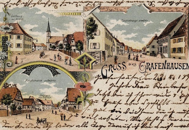 Eine Kostbarkeit: die Postkarte zu Grafenhausen anno 1890.  | Foto: BZ