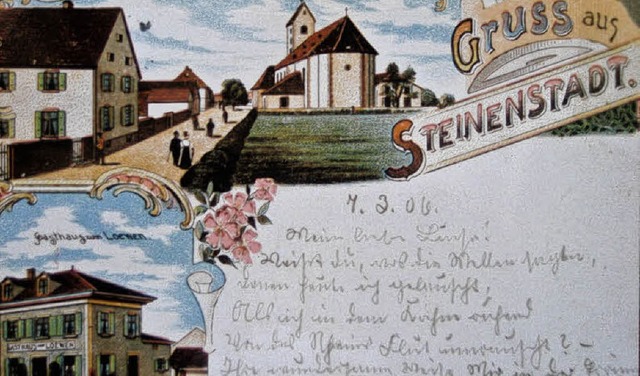 Ein Postkartengru aus Steinenstadt zi... neuen Steinenstdter Heimatkalenders.  | Foto: Alexander Anlicker