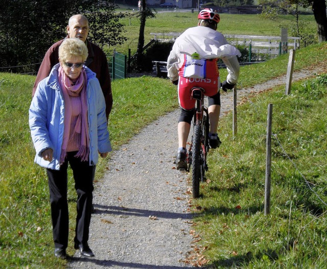 Viele   Erholungssuchende stren sich ...Mountainbikern auf den Spazierwegen.    | Foto: Markus Donner