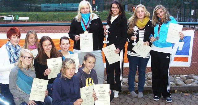 Teilnehmerinnen am &#8222;Volksbank-Jugend-Cup&#8220; des TC Schnau.   | Foto: Privat