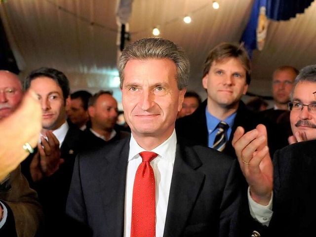 Gnther Oettinger, ehemaliger Landesch...orwrfen zu Stuttgart 21 konfrontiert.  | Foto: dpa