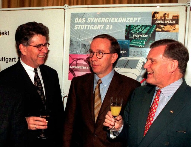 Im November 1995 stieen Bahnchef Hein...ident Erwin Teufel auf das Projekt an.  | Foto: Verwendung weltweit, usage worldwide