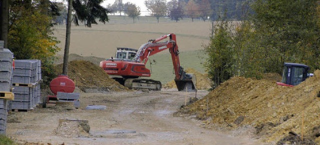 Hier wird gearbeitet: Die Strae Am Bu... ist aber deswegen komplett gesperrt.   | Foto: Pia Grttinger