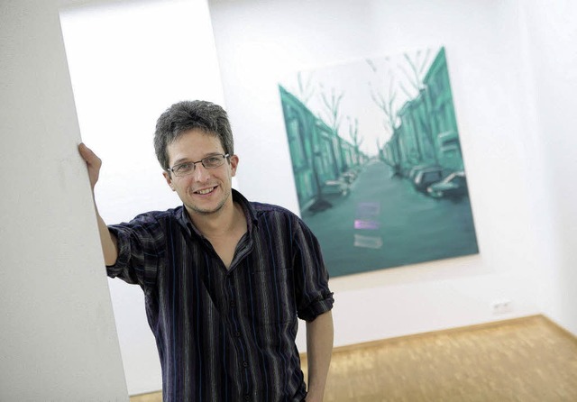 Martin Sander vor einer seiner Straen... er beim Kunstverein Offenburg zeigt.   | Foto: Ch. Breithaupt