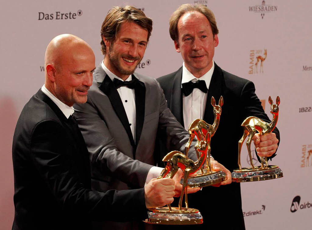 Die Schauspieler Christian Berkel (v.l.), David Rott und Ulrich Noethen.