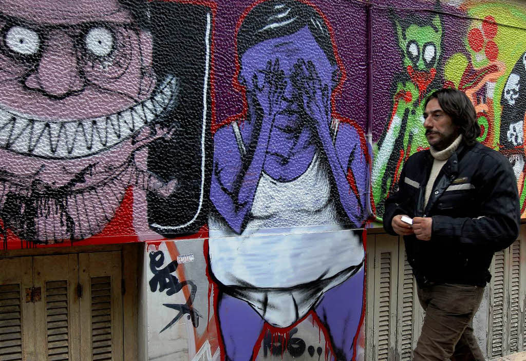 Streetart in Zeiten der Krise: Knstlerische Statements in den Straen von Athen.