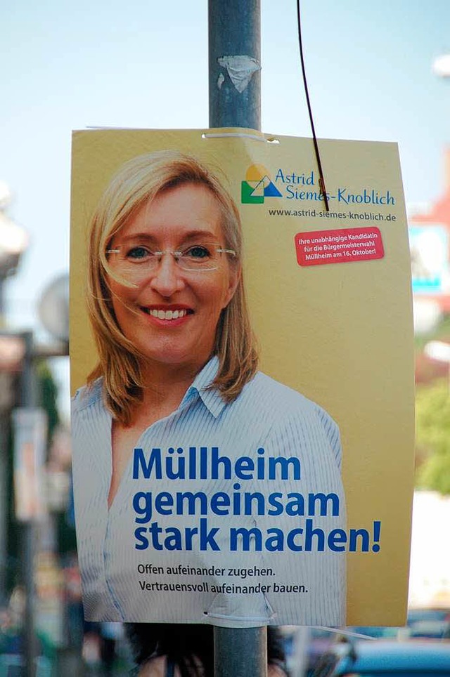 Gewann die Brgermeisterwahl in Mllhe...iten Wahlgang: Astrid Siemes-Knoblich.  | Foto: Julia Senft