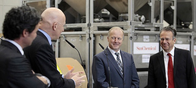 Andreas und Markus Kaufmann konnten ge...nk-Jrgen Weise (von links) begren.   | Foto: christoph breithaupt