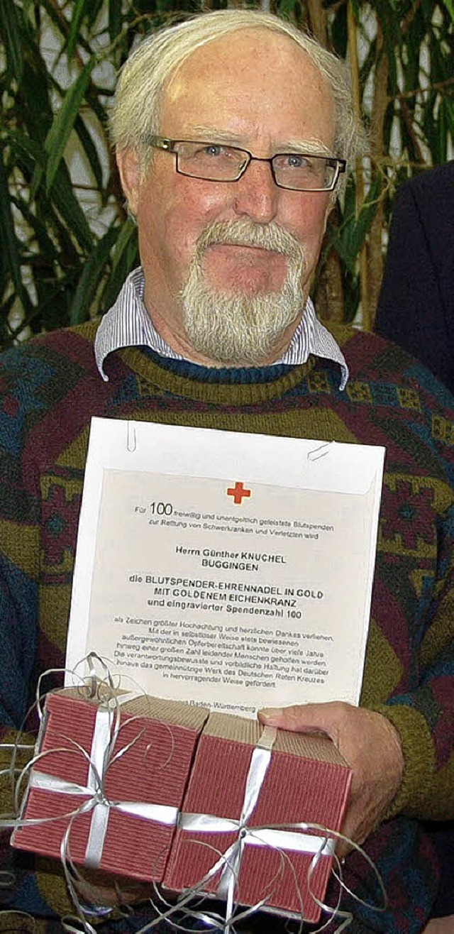 War 100 Mal beim Blutspenden: Gnther Knuchel    | Foto: Umiger