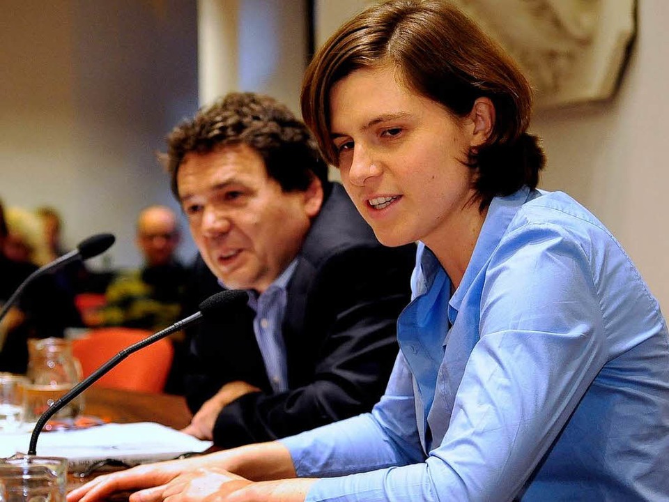 Judith Schalansky mit dem Berliner Moderator Thomas Geige  | Foto: Thomas Kunz