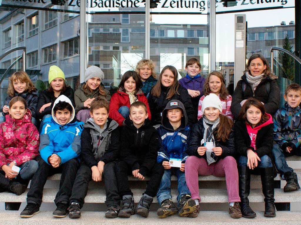Die Klasse 4a der Schneeburgschule aus Freiburg mit ihrer Lehrerin Judith Jahnke.
