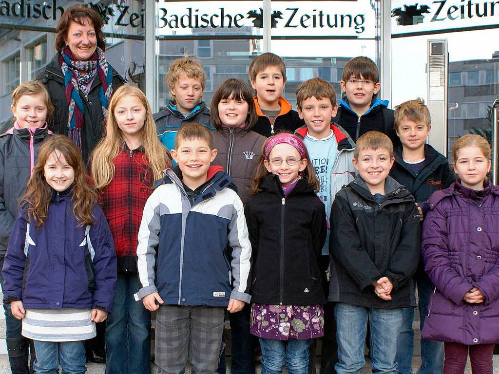 Die Klasse 4b der Hrnlebergschule aus Winden mit ihrer Lehrerin Dagmar Joos