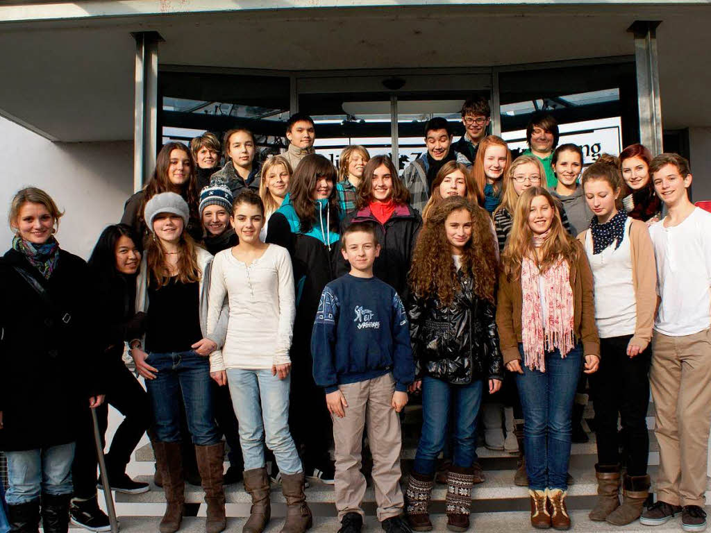 Die Klasse 8a des Goethe<BZ-Versal></BZ-Versal>-Gymnasiums Freiburg
