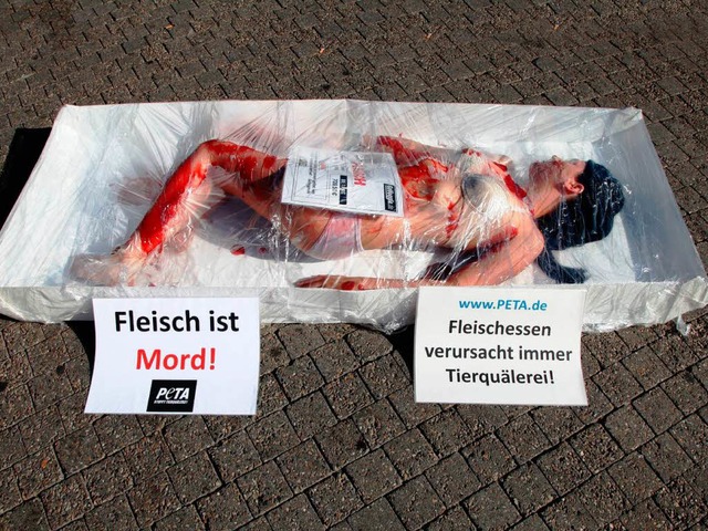 Eine Aktion von Tierschtzern gegen Fleischkonsum  | Foto: peta