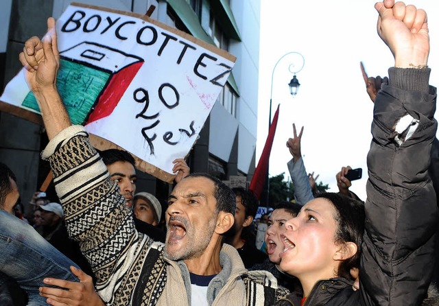 Demonstranten von der Bewegung &#8222;...&#8220; forderten einen Wahl-Boykott.   | Foto: AFP
