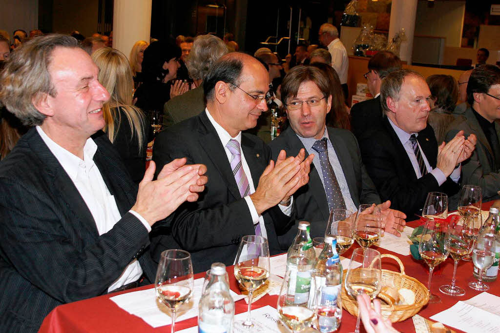 Frhliche Gste (von  links): Michael Schaible, Christoph Schalk, Johannes Mller und Hans-Jrg Seibert