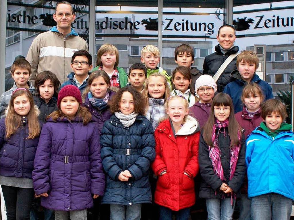 Die Klasse 4b der Schutterlindenbergschule aus Lahr mit ihrem Lehrer Martin Kelm.
