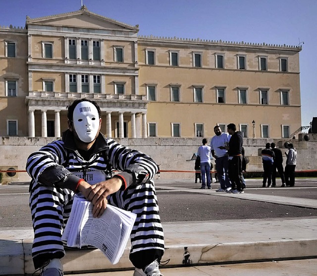 Stiller Protest gegen das groe Sparen in Athen am gestrigen Donnerstag.   | Foto: AFP