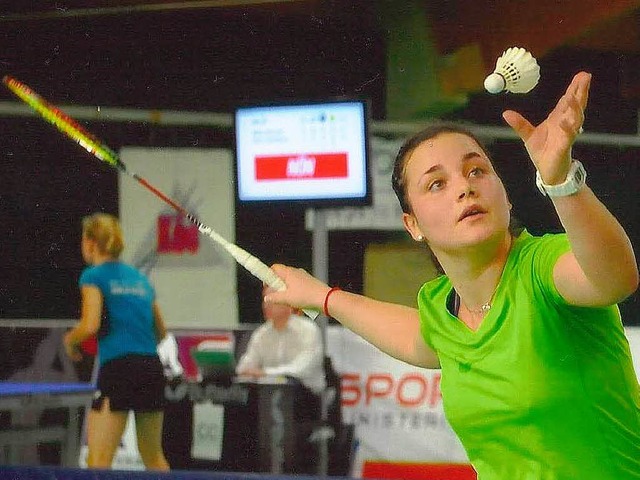 Nathalie Zeoli beim Badminton, einer der vier Grundsportarten von Racketlon.   | Foto: BZ