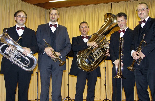 Die fünf Blechbläser von &#8222;Quinte...d, Stephan Bartsch und Volker Waßmer.   | Foto: Kristin Fritz