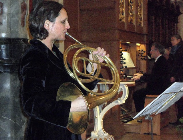 Sibylle Mahni und Gerhard Gnann begeis...mit ihrem Programm fr Horn und Orgel.  | Foto: Bianca Flier
