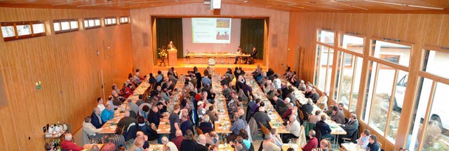 Gut gefllt war die Halle in Btzingen... Weinbauverbandes fr den Kaiserstuhl.  | Foto: Gerold Zink