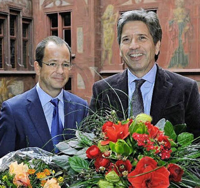 Daniel Goepfert (rechts) mit seinem Stellvertreter Daniel Stolz   | Foto: Juri Weiss