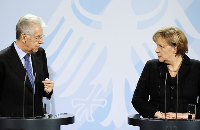 Kanzlerin Angela Merkel ging am Mittwo...i ein: niedrigere Zinsen fr Italien.   | Foto: AFP