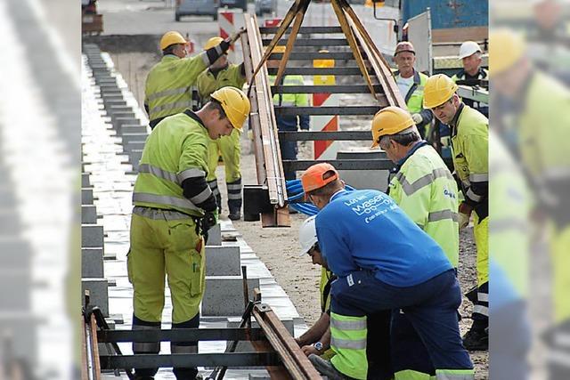 Provisorische Fahrbahn beim Rhein-Center