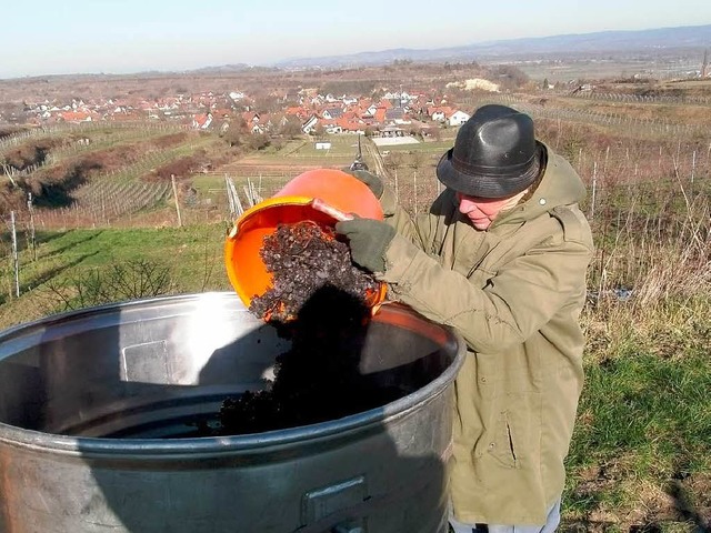 Helfer des Weingutes Arndt Kbelin in ...beerenauslese mit 205 chsle geerntet.  | Foto: privat