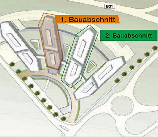 Die Skizze zeigt, wie der zweite Bauab...ns erste Gebude angefgt werden soll.  | Foto: testo 