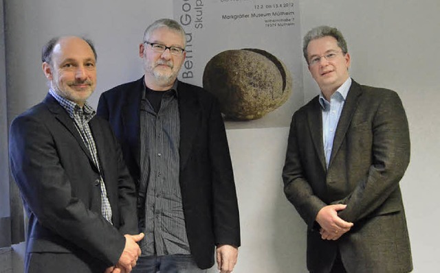 Knstler Bernd Goering mit den  Museum...rrach, links) und Jan Merk (Mllheim)  | Foto: Barbara Ruda