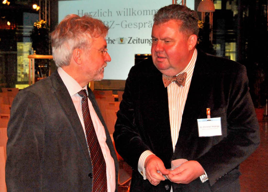 BZ-Herausgeber Christian Hodeige (rechts) im kurzen Vorgesprch mit Chefredakteur Thomas Hauser