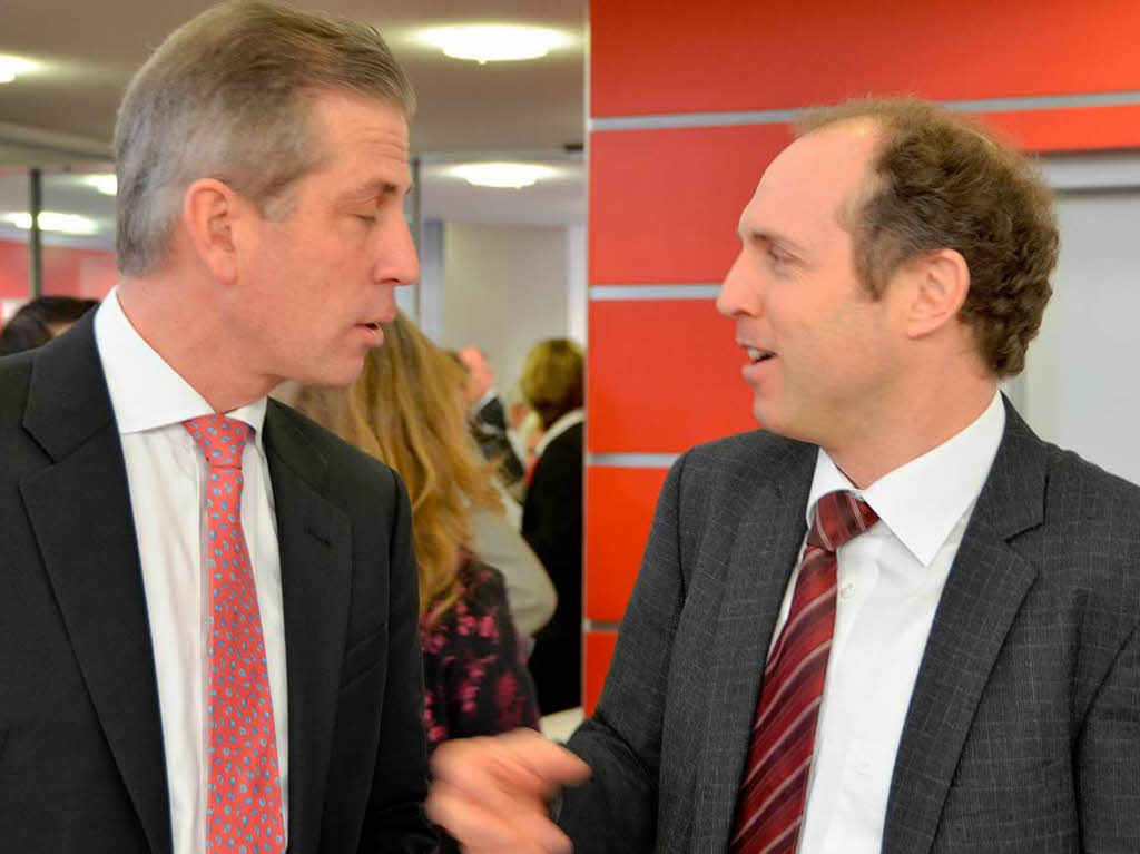 Klaus Schle und Landrat Tilman Bollacher im Gesprch.