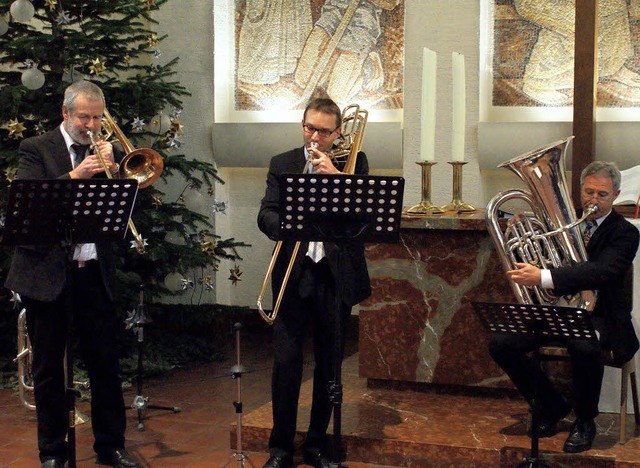 Das Brassensemble Querblechein  beeind...Repertoire und ausdrucksvollem Spiel.   | Foto: C. Rtschlin