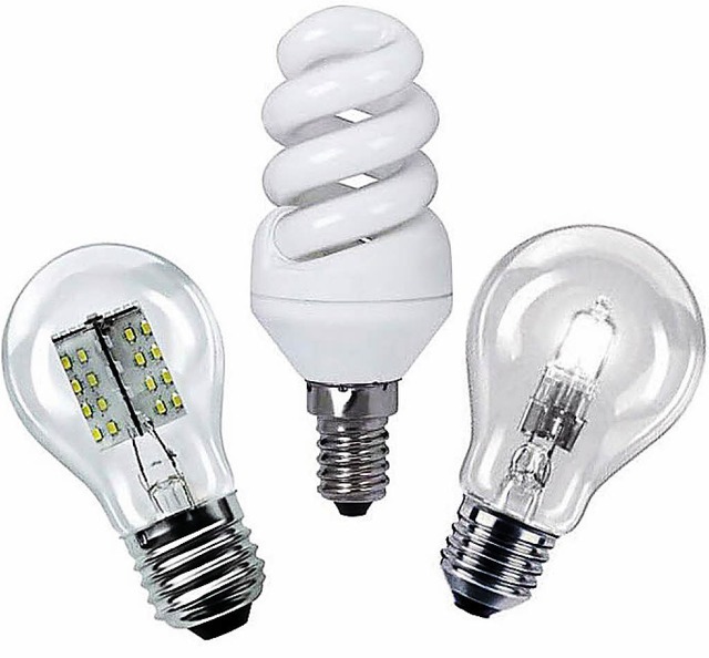 LED-Glhlampe, Energiesparlampe und Halogenglhlampe  | Foto: Segula/Stengle/Getlight