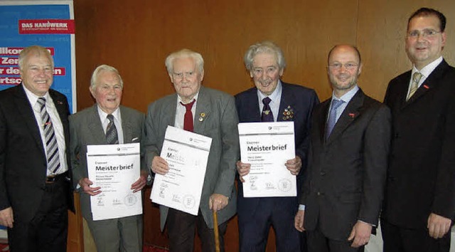 Prsident Baier (links), sein Vize Bur...uerle,  Karl Zahn und  Heinz Zeller.   | Foto: Christian Ringwald