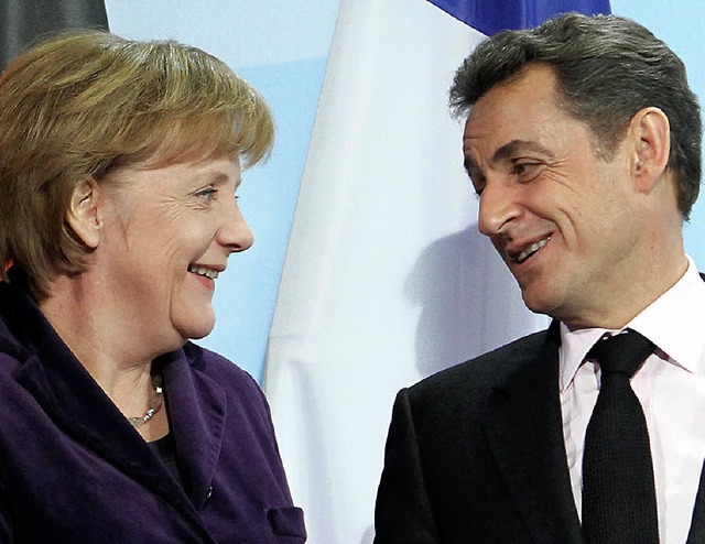 Bitter fr Nicolas Sarkozy: Die meiste...sehen Angela Merkel als Symbolfigur.    | Foto: dpa