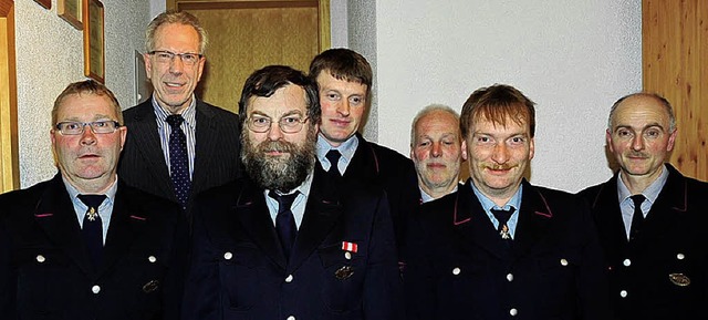 Fhrungsstab der Feuerwehrabteilung Wi...hardt, Eugen Burger, Michael Rombach.   | Foto: Horst Dauenhauer