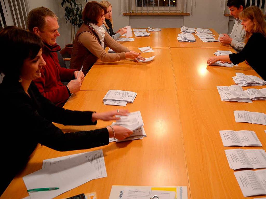 Ermittlung des Wahlergebnisses im Rathaus in Buchenbach