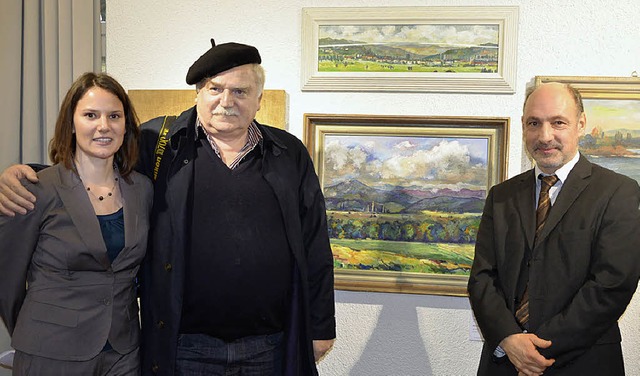 Annette Motz, Friedemann Hett und Markus Moehring vor Gnter Hetts Wand.   | Foto: Barbara Ruda