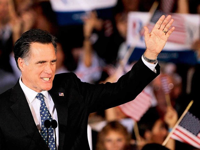 Winken wie ein Prsident? Mitt Romney,... Tabellenfhrer bei den Republikanern.  | Foto: AFP