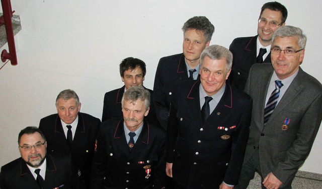 Ehrungen bei der Feuerwehr Buchenbach:...meister Wendelin Drescher (von links)   | Foto: Monika Rombach