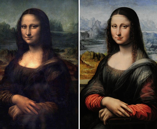 Da Vincis &#8222;Mona Lisa&#8220; (links) und die des Schlers (rechts)   | Foto: AFP