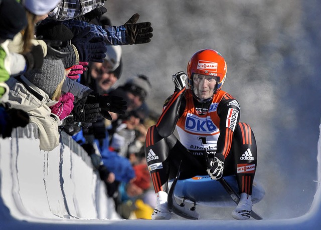 Nach dem ersten Lauf lag Tatjana Hfne...edaille bei der Heim-WM in Altenberg.   | Foto: dapd