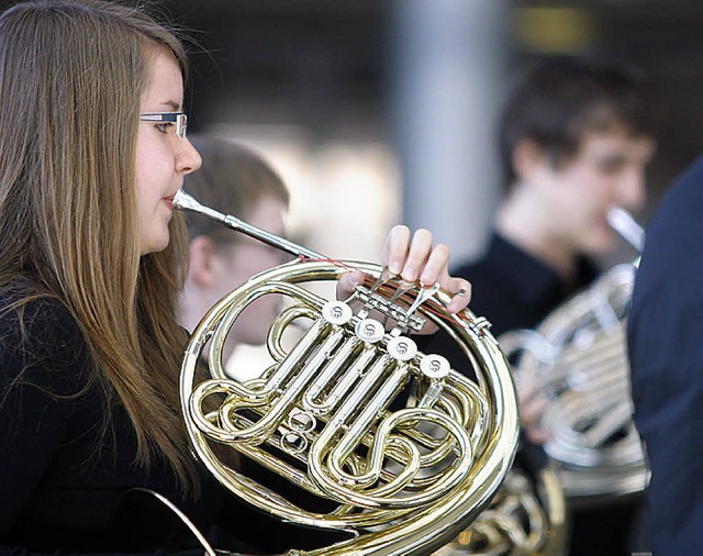 Katrin H vom Hornquartett der stdtischen Musikschule Lahr  | Foto: Heidi Foessel