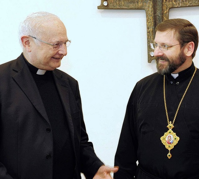 Erzbischof  Zollitsch  (links) und Groerzbischof Sviatoslav Shev-chuk aus Kiew  | Foto: ingo schnieder