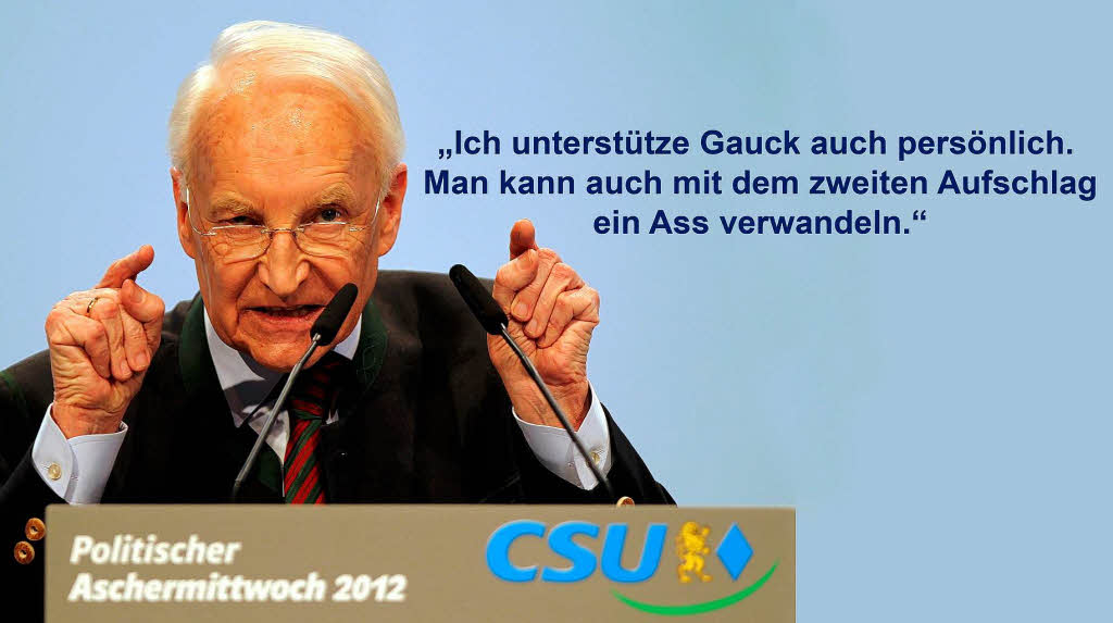 Bayerns frherer Ministerprsident und CSU-Chef Edmund Stoiber am Aschermittwoch zur Kr von Joachim Gauck zum Bundesprsidenten-Kandidaten.