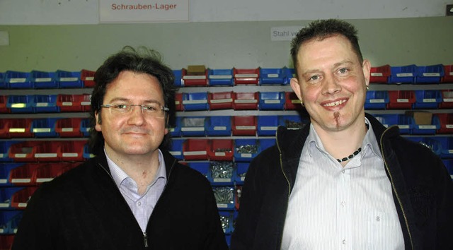 25-jhriges Betriebsjubilum von Jrge...rtin Grtner (links) und Jrgen Brand.  | Foto: Bernd Kramer