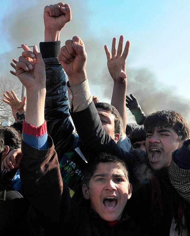 Wtende Demonstranten in Kabul.    | Foto: AFP